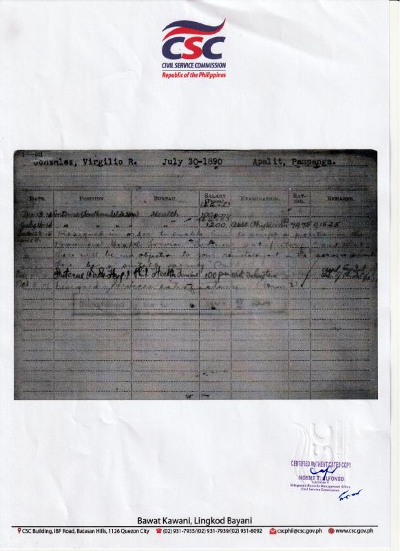 Annex Z: Virgilio - Civil Service Card